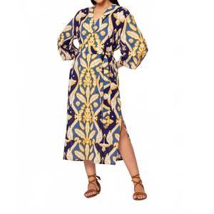 NEW BEYOND BY VERA isla cotton with sash maxi dress in pondi blue